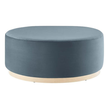 Large 38" Round Performance Velvet Upholstered Upholstered Ottoman