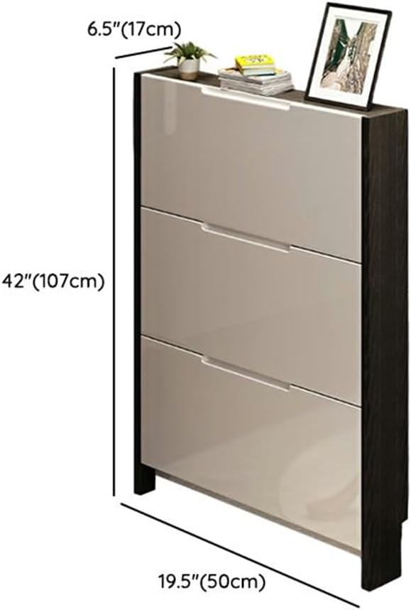 Wall Mounted Shoe Storage Cabinet Organizer with Doors Flip-top Shoe Cabinet Space-Saving 17cm Ultra-Thin Shoe
