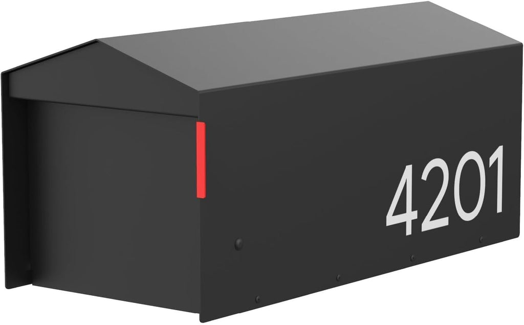 Mailbox | Modern Design Personalized Thompson Roof Top Post Mount Mail Box | 20.5” x 9.2” x 8.5” | Galvanized Steel