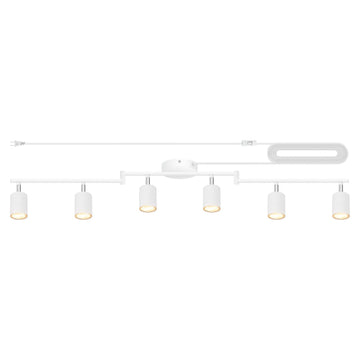 Plug in Track Lighting LED, Track Lighting Fixtures Ceiling, White 6-Light Kitchen Light Kit, Plug in Wall Light