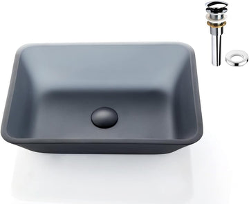 Europea GreyTempered Deco Glass Vessel Bathroom Sink in Grey Transparent Matt | Top Mount Sinks Above Countertop
