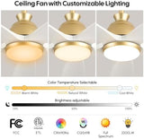 Savey'Sley 60" Ceiling Fan with LED Light and Remote - White Gold