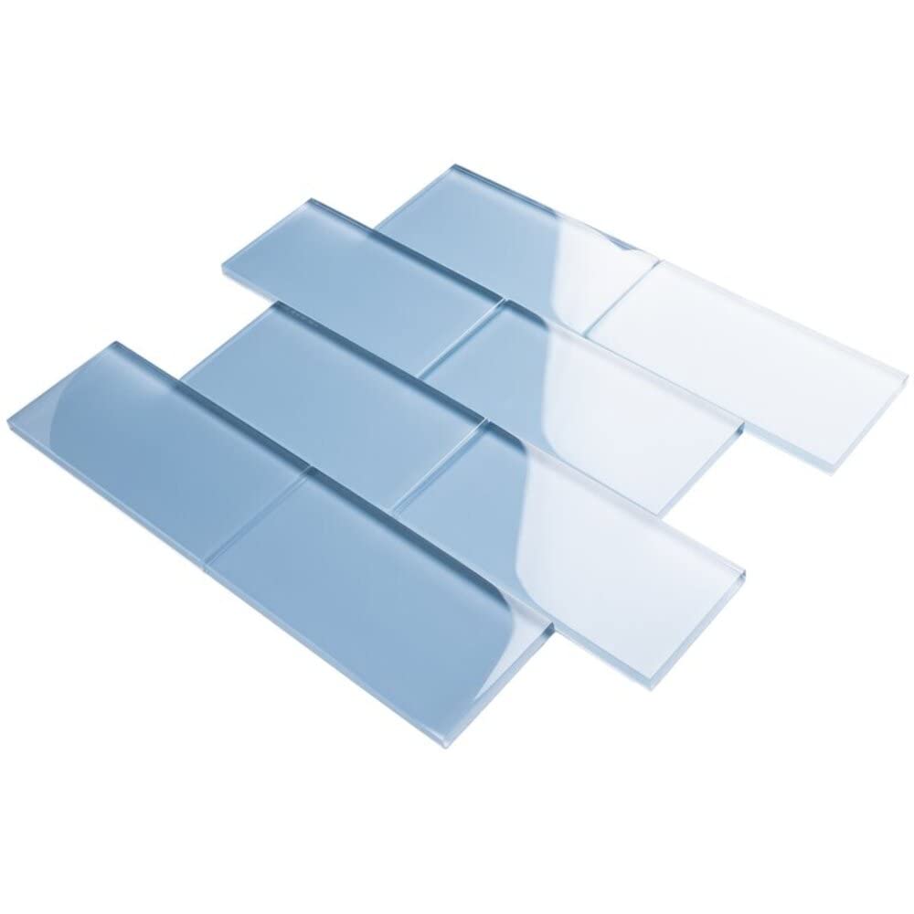 Pacific Ocean 3x6 Blue Glass Subway Mosaic Wall Tile Kitchen Backsplash Accent Decor (Price per Square feet, 8 Pieces)