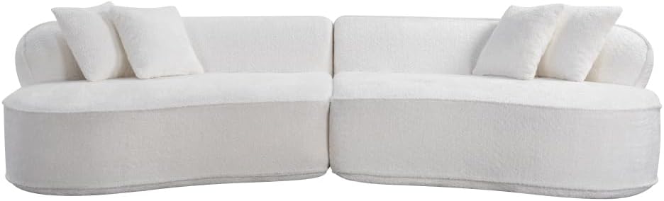 Modern Curved L-Shape Luxury Sectional Oversized Sofa: Minimalist Design, Comfy Sleeper Couch & Reception Spaces