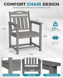 7-Piece HDPE Outdoor Patio Furniture Set - Dining | Grey All-Weather Resistant for Backyard, Garden & Porch