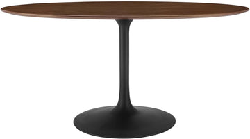 Inspired Saarinen Style Tulip Oval Pedestal Dining Table — Black Base / Walnut Top, 60″ Oval