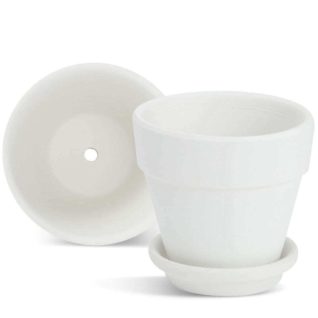 Mini Terracotta Pots - Pot with Drainage Hole - Versatile Succulent & Herb Planter - Paintable White Planter for