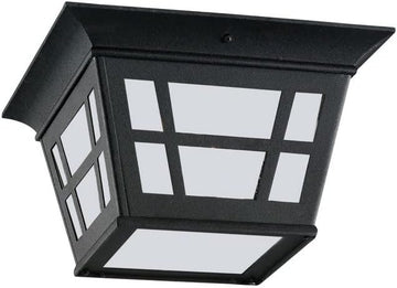 Transitional Two Light Outdoor Flush Mount from Herrington Collection in Black Finish, 10.75 inches, 11 inch