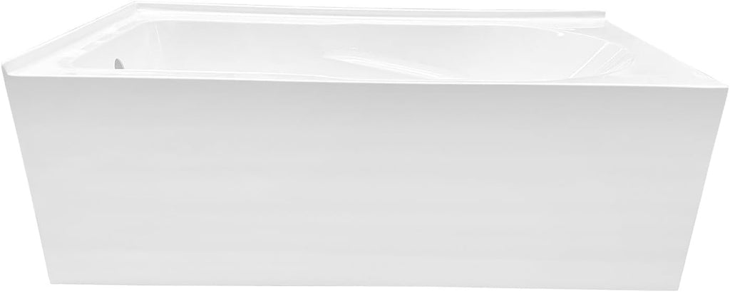 VTAM6032L21TS 60-Inch Acrylic 2-Wall Corner Alcove Tub with Left Hand Drain, White