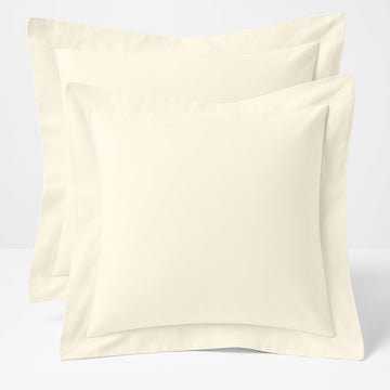 2 Pack Euro Pillow Shams 26x26 - 600 Thread Count 100% Organic Cotton Ivory Square Pillow Covers with 2 Inch Flange