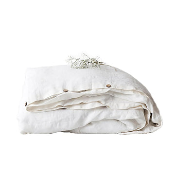 100% Washed Linen Duvet Cover, 3 Pieces Natural Flax French Country Bedding Set, Breathable Farmhouse Comforter Cover