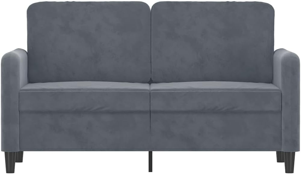 47.2 Inch Velvet 2-Seater Sofa Dark Gray with Metal Frame, Small Couch with Thick Padded Seats and Back Pillows