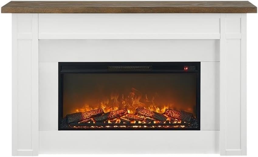 67.25" Freestanding Electric Fireplace with Wood Mantel, Realistic Flame and Log Display, Replaceable Heater Insert