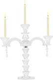 3 Arm Crystal Candelabra Centerpieces for Tables, Crystal Glass Taper Candle Holder Candelabra with Chandelier Chains