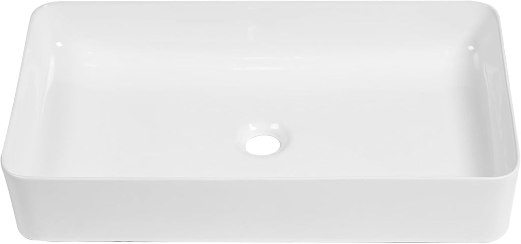 24 Vessel Sink Rectangle - 24 x 14 Inch Bathroom Sink Modern Large Rectangular Above Counter White Porcelain