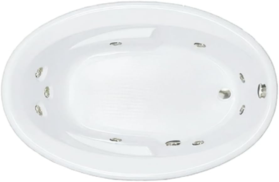 60 in. x 42 in. Acrylic Oval Drop-In Whirlpool Bathtub with Reversible Drain in White