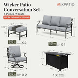 6-Piece Metal Outdoor Patio Furniture Set - Conversation | Grey with Thick Cushions for Patio, Garden & Porch