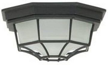 Bulkhead Outdoor Octagonal Flush Mount Ceiling Lighting, 1-Light 60 Watt (9" W x 5" H), Matte Black
