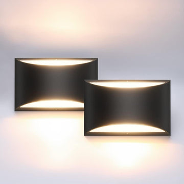 Black Modern LED Wall Sconce Hardwired Indoor Wall Lights Set of 2 Up and Down Wall Mount Light for Living Room