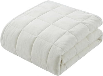 Cooling Weighted Blanket for Adults 15 lbs Queen Size, Reversible Smart Temperature Down Alternative Blanket, White