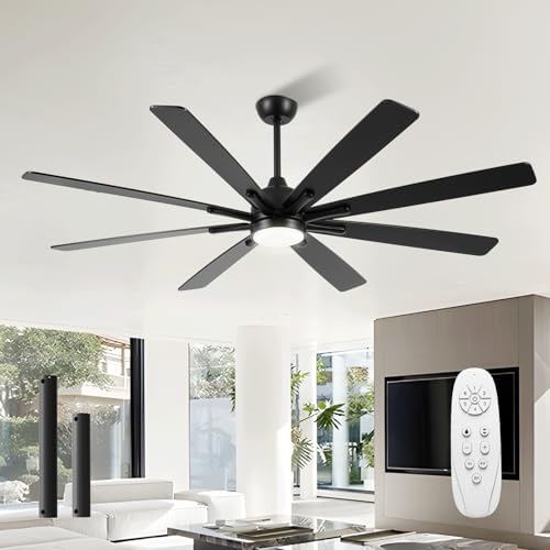 96" Ceiling Fan with LED Light and Remote - Black