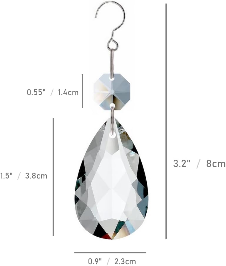 12pcs Crystal Suncatchers, Teardrop Chandelier Prism Clear - Hanging Glass Beads Chandelier Replacement