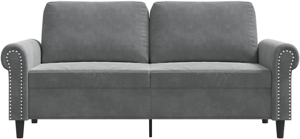 55.1 Inch Velvet 2-Seater Sofa Dark Gray , Small Couch with Metal Frame and Thick Padded Seats Armrests Back Pillows
