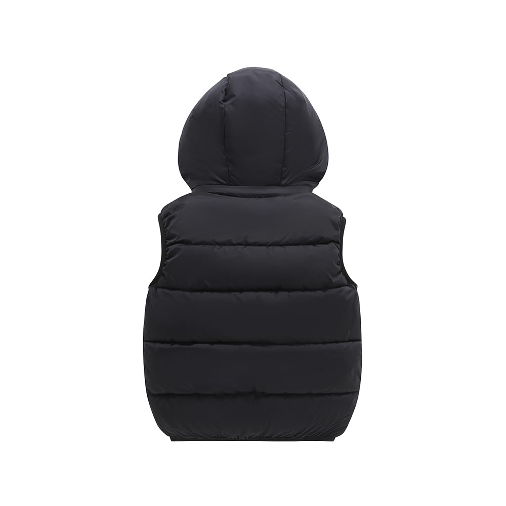 Toddler Winter Snow Puffer Down Vest Softshell Quilted Padded Sleeveless Jacket Black 120