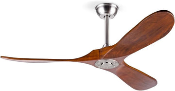52 Inch Outdoor Ceiling Fan with Remote Control - Solid Wood 3 Blade, Water Resistant, Walnut
