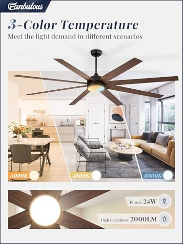80" Ceiling Fan with LED Light and Remote - Black