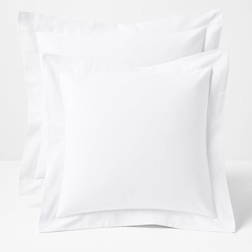 2 Pack Euro Pillow Shams 26x26 - 600 Thread Count 100% Organic Cotton White Square Pillow Covers with 2 Inch Flange