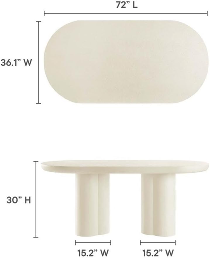 EEI-6764-WHI Caspian 72" Oval Concrete Dining Table, White