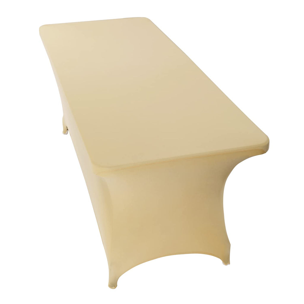 8FT Spandex Table Cover Rectangular Stretch Spandex Tablecloth (Champagne, 8FT)