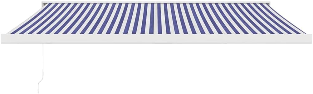 Motorized Retractable Patio Awning 4X Blue White Aluminum Folding Arm Wall-Mounted Sunshade UV Blocking for Deck