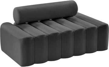 647Grey-L Melody Collection Modern | Contemporary Velvet Upholstered Loveseat with Deep Channel Tufting