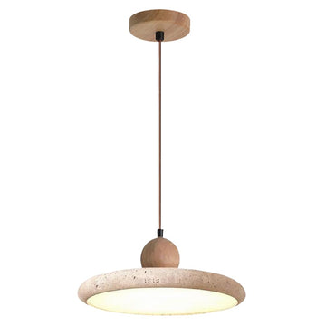 Modern Minimalist Dome Yellow Travertine Bedside Pendant Light Nordic Natural Stone Hanging Lamp Japanese Vintage