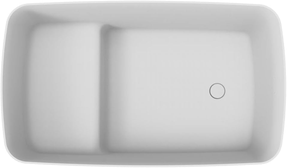 47'' Solid Surface Stone Resin Freestanding Japanese Soaking Bathtub with Built-in Seat