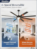 80" Ceiling Fan with LED Light and Remote - Black