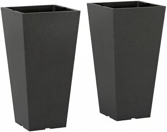 Garden Pots & Planters, Outdoor Tall Planters for Plants, Indoor | Set of 2 tall 22.8in planters. Durable PP resists
