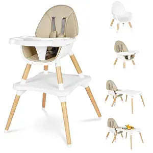 6 in 1 High Chair for Babies & Toddlers, Convertible Wooden Baby Highchair