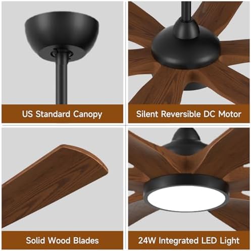 60" Ceiling Fan with LED Light and Remote - Walnut