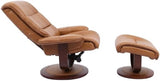 Modern Reclining Swivel Lounge Chair and Ottoman — Brown Leather