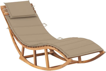 Sun Lounger Beige with Natural Fine Sanded Teak Hardwood and 100% Polyester Cushion, 4-Piece Outdoor Furniture Set