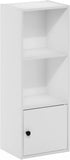 LUDER Book Shelf, 3-Tier Modern Bookshelf, Bookcase with 1 Door Storage Cabinet, 9.3 x 12 x 31.5