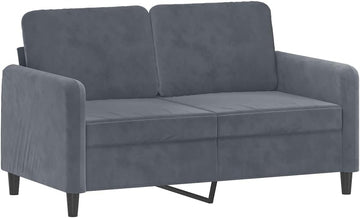 47.2 Inch Velvet 2-Seater Sofa Dark Gray with Metal Frame, Small Couch with Thick Padded Seats and Back Pillows