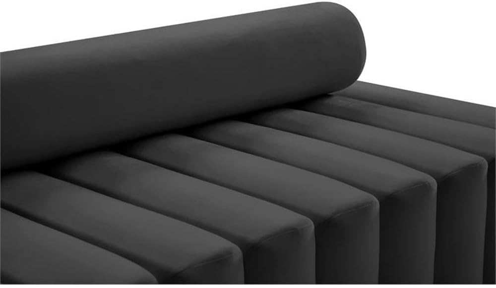 647Grey-L Melody Collection Modern | Contemporary Velvet Upholstered Loveseat with Deep Channel Tufting