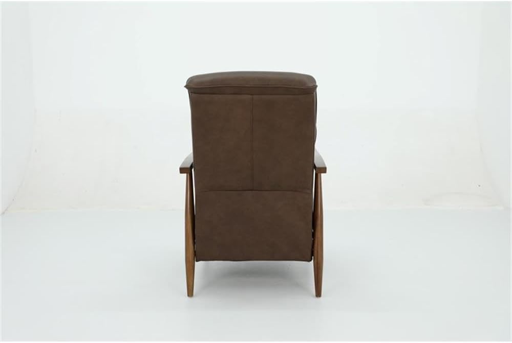 Leather Push Thru The Arms Recliner, Oasis Walnut Finish, Top Grain Leather Upholstery, Rustic Brown Exposed Wood
