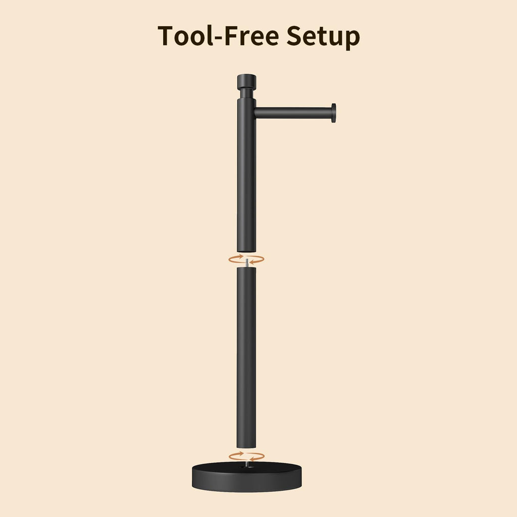 Toilet Paper Holder Stand with Weighted Base, Matte Black