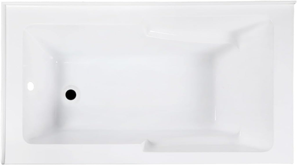 VTAM6032L22S 60-Inch Acrylic 2-Wall Corner Alcove Tub with Corner Apron, Left Hand Drain Hole, White