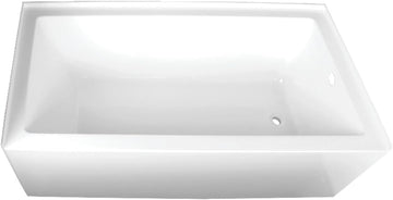 VTAP603222R 60-Inch Acrylic 3-Wall Alcove Tub with Right Hand Drain Hole, White
